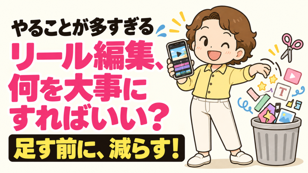 やることが多すぎる リール編集、何を大事にすればいい？ 足す前に、減らす！