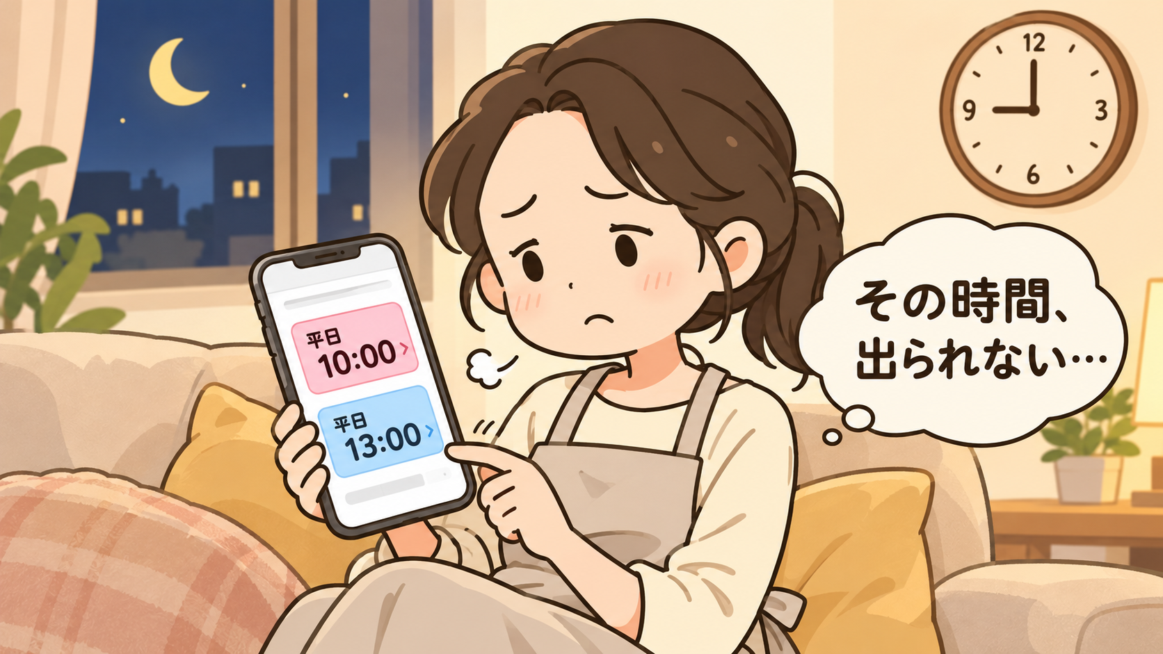 平日10:00と13:00の日程を見て「その時間、出られない…」と思うママ